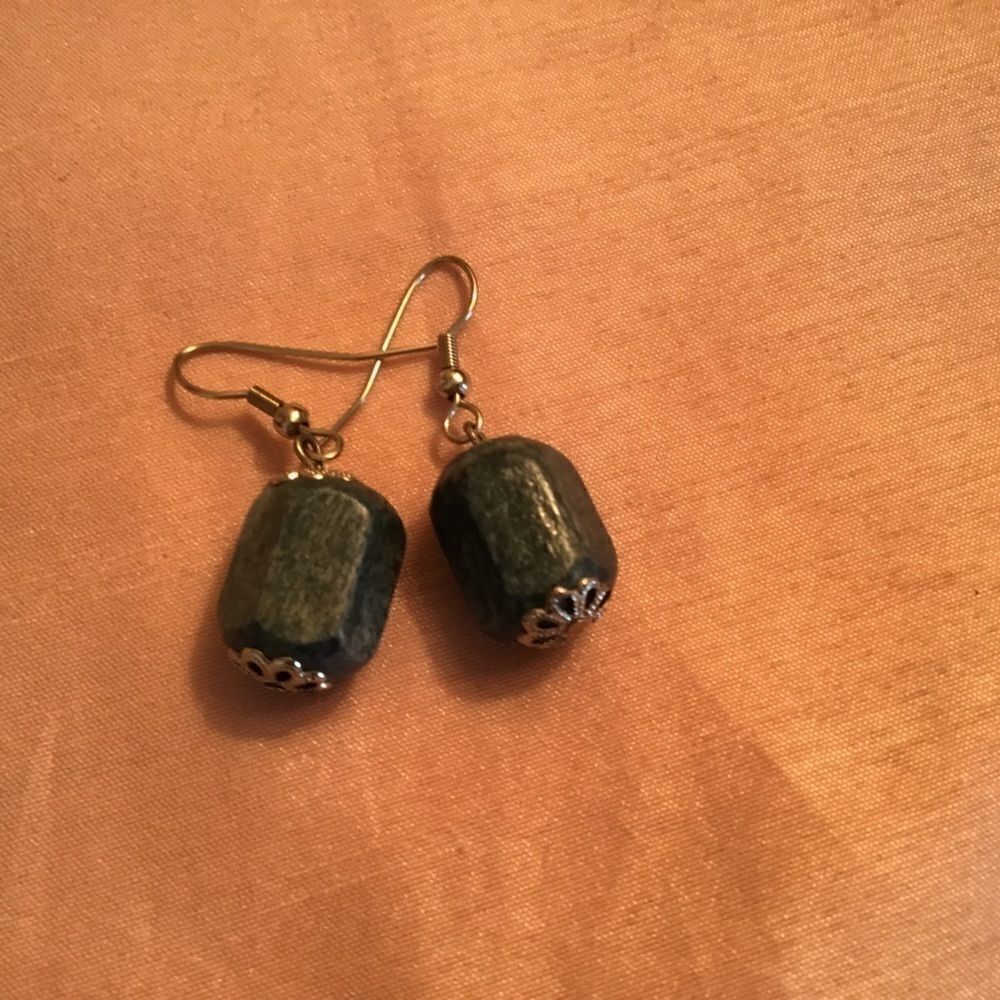 Silvertone and Blue Earrings